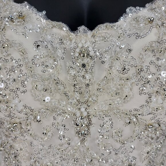 NWT~$2K~ALLURE COUTURE BRIDAL~6/8~IVORY CHAMPAGNE SEQUIN STRAPLESS WEDDING DRESS - Picture 6 of 16